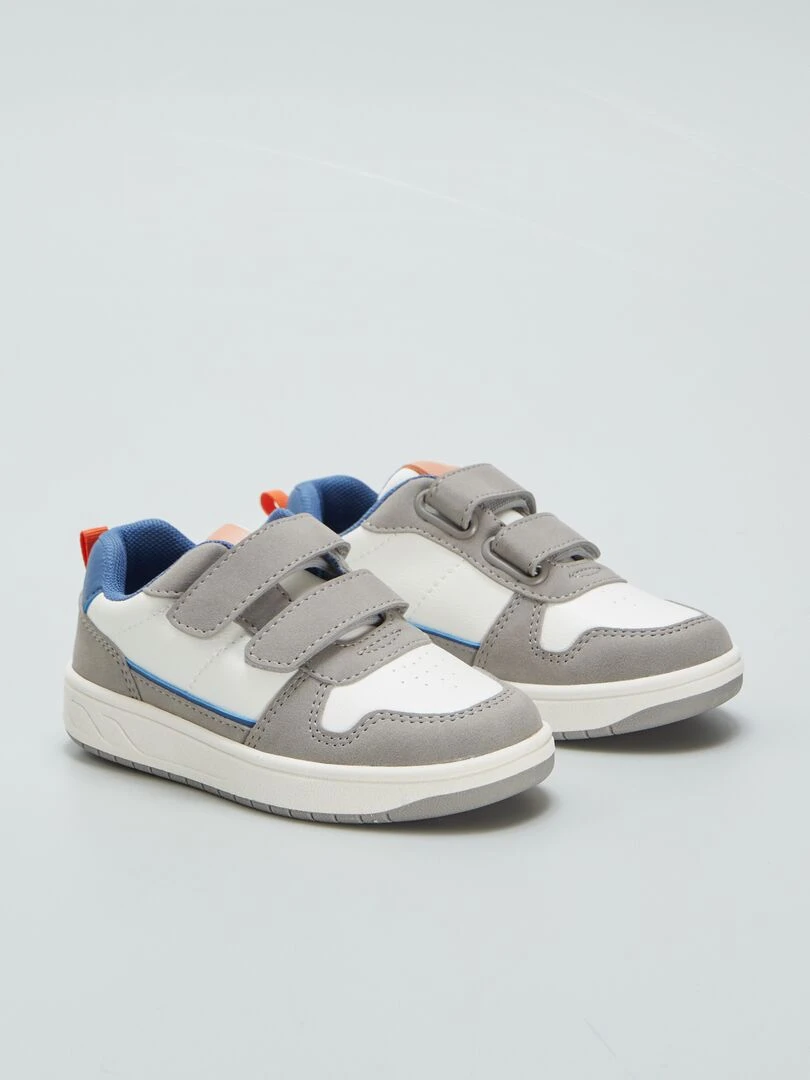Baskets basses tricolores Blanc/gris/bleu