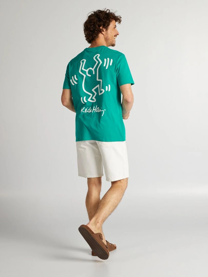 T shirt imprimé 'Keith Haring' vert