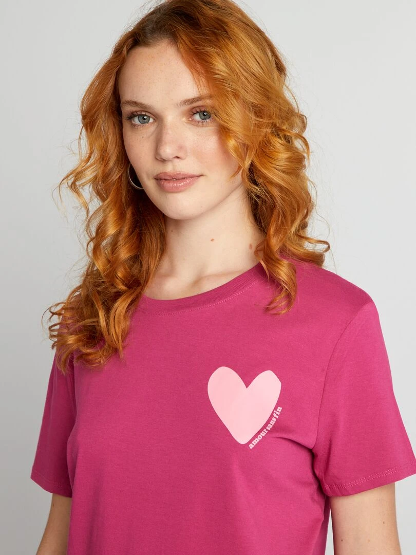 T shirt en jersey imprimé   Rose