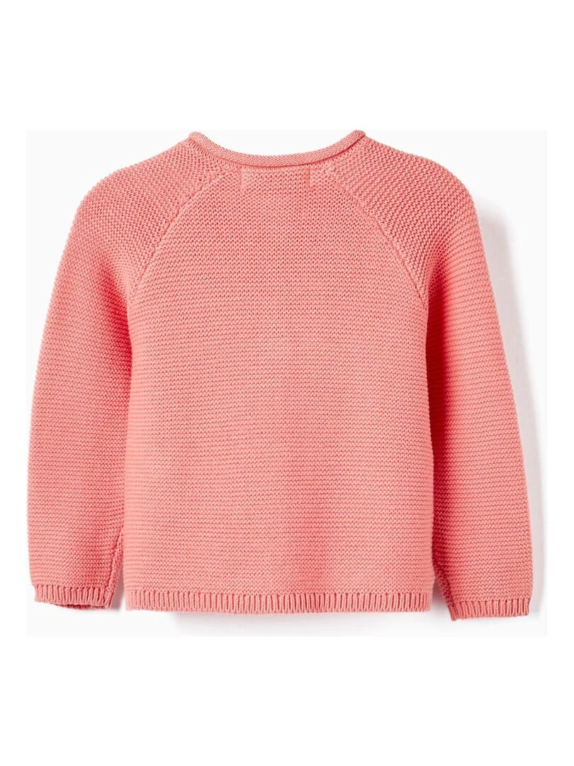 Gilet en Maille de Coton pour Bébé Fille SICILIAN DAYS Blanc Orange clair