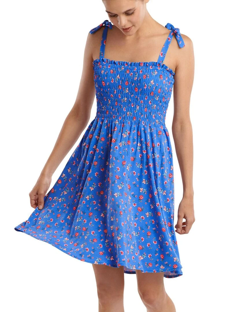 Robe estivale fines bretelles Java Bleu