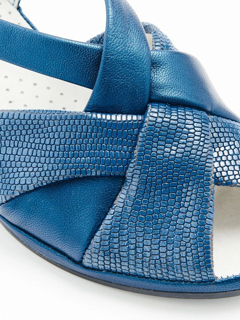Sandales dessus cuir  modèle large   Damart   Bleu marine