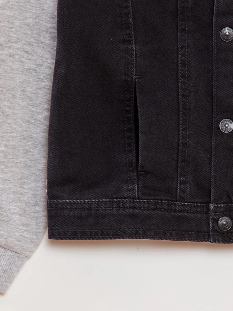 Veste à capuche bi matière   Noir
