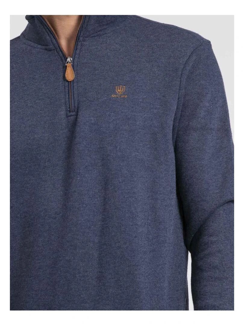 Sweat col montant zippé WOMPOU   Bleu marine