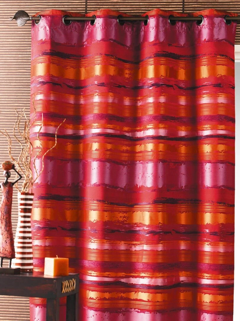Double Rideau ameublement Jacquard rayés Rouge brique
