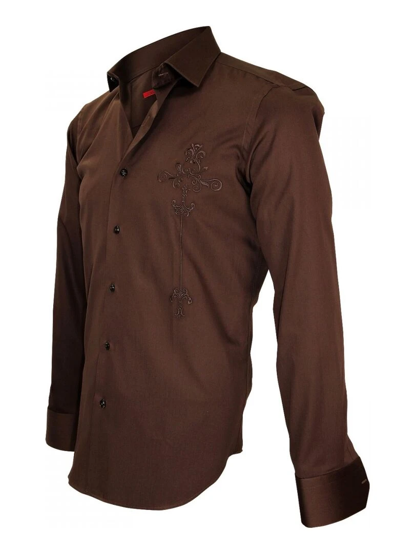 Chemise brodée LEEDS   Marron