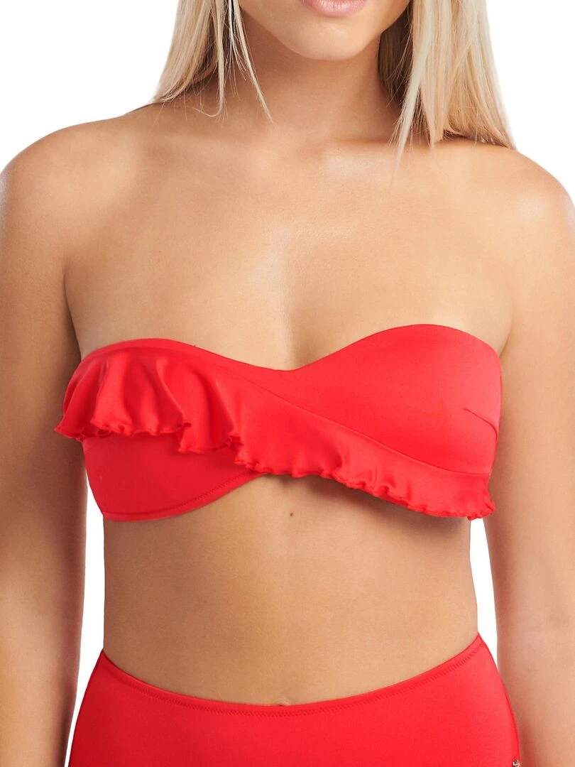 Haut maillot de bain bandeau sans armatures Kenya Rouge