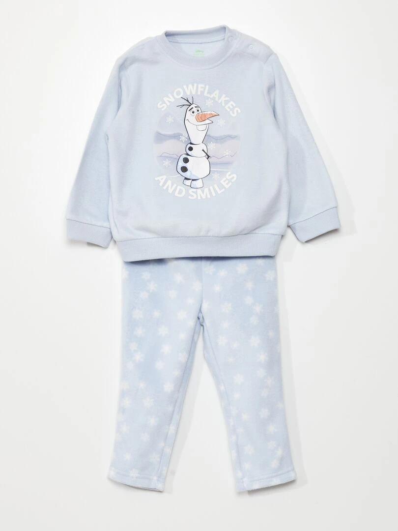 Pyjama long imprimé 'Olaf' 2 pièces Bleu ciel