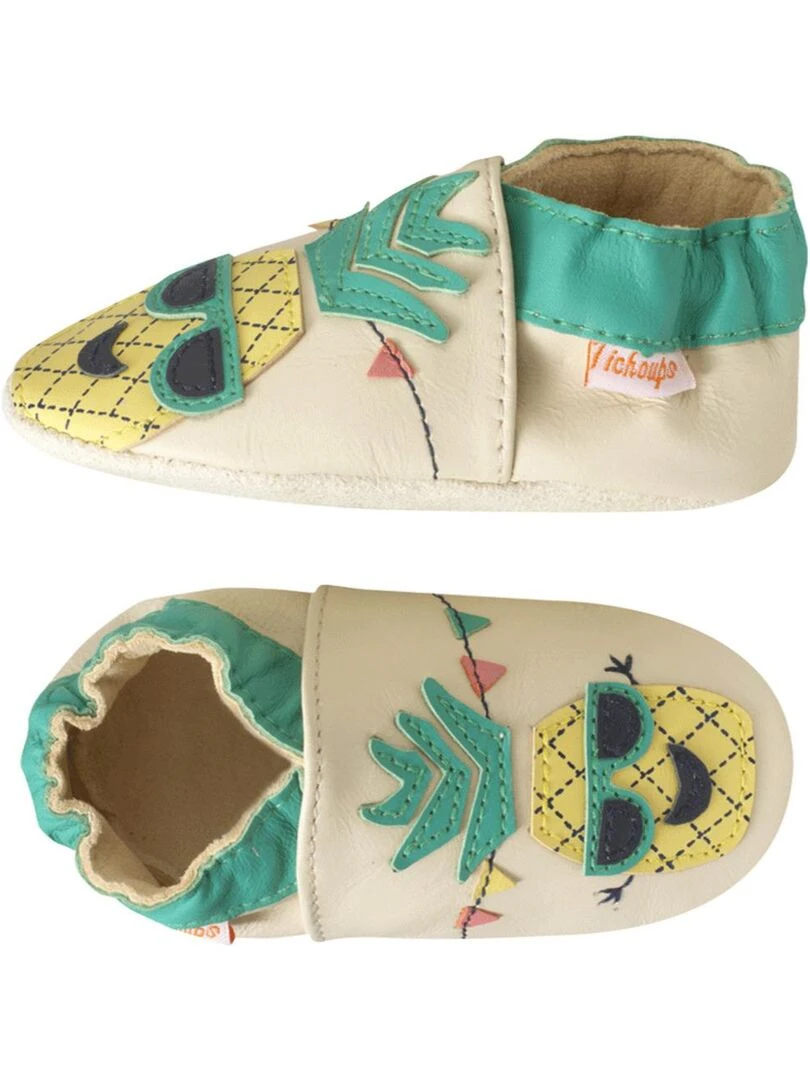 Chaussons bébé cuir souple Mathias l'ananas Beige