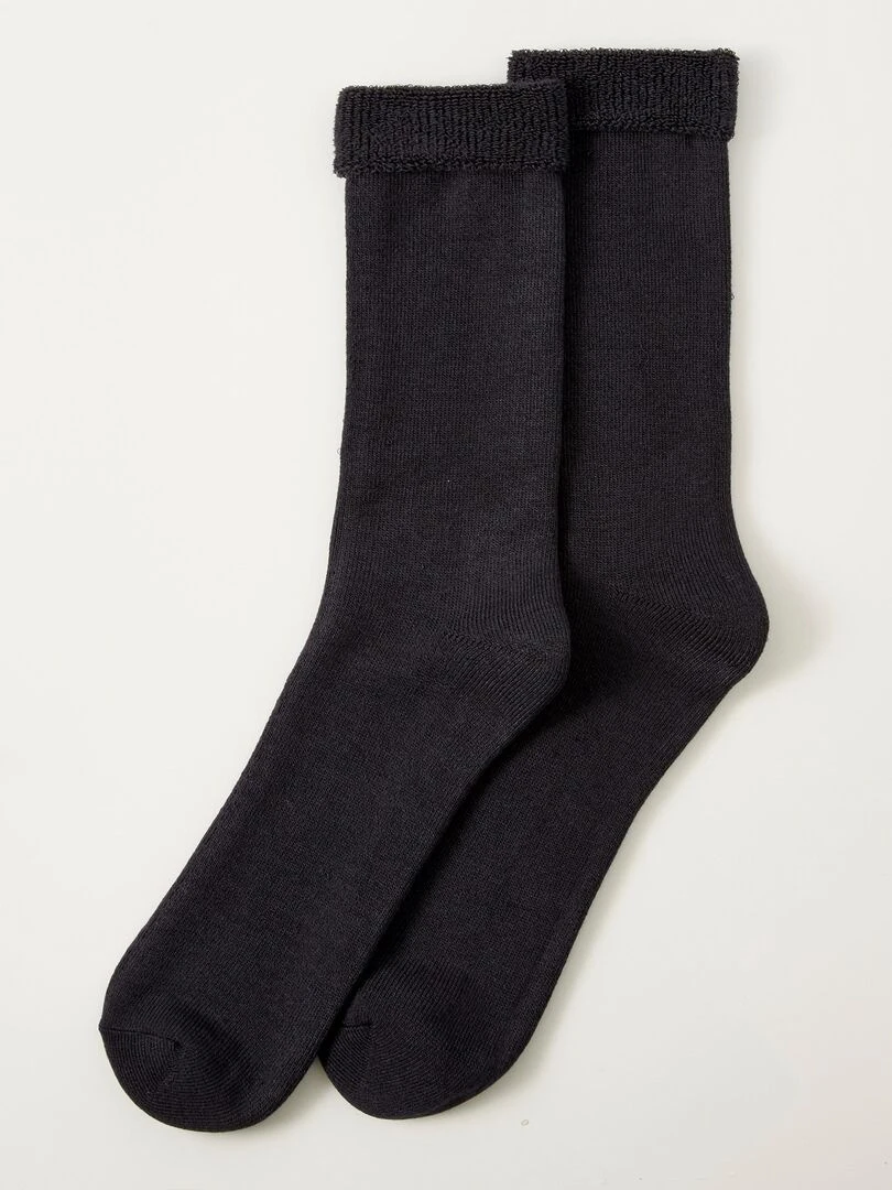 Chaussettes maille jersey bouclette Thermolactyl   Damart   Bleu marine