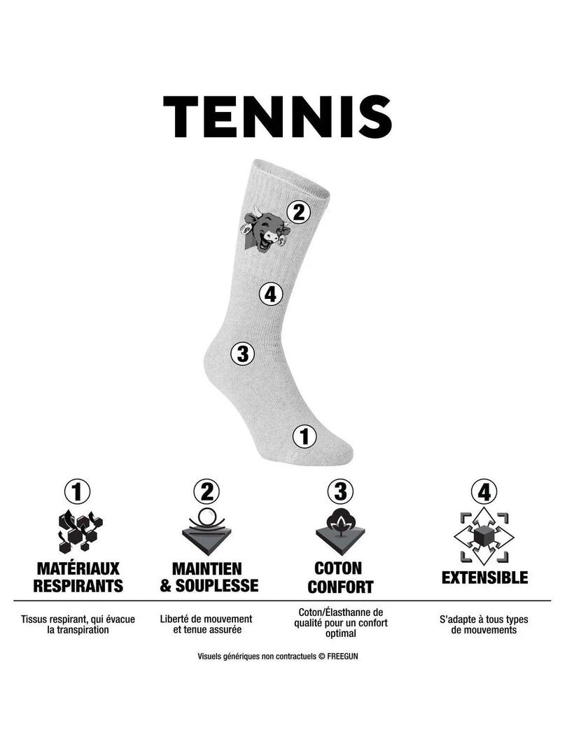 Lot de 4 paires de chaussettes homme La Vache Qui Rit Freegun Bleu
