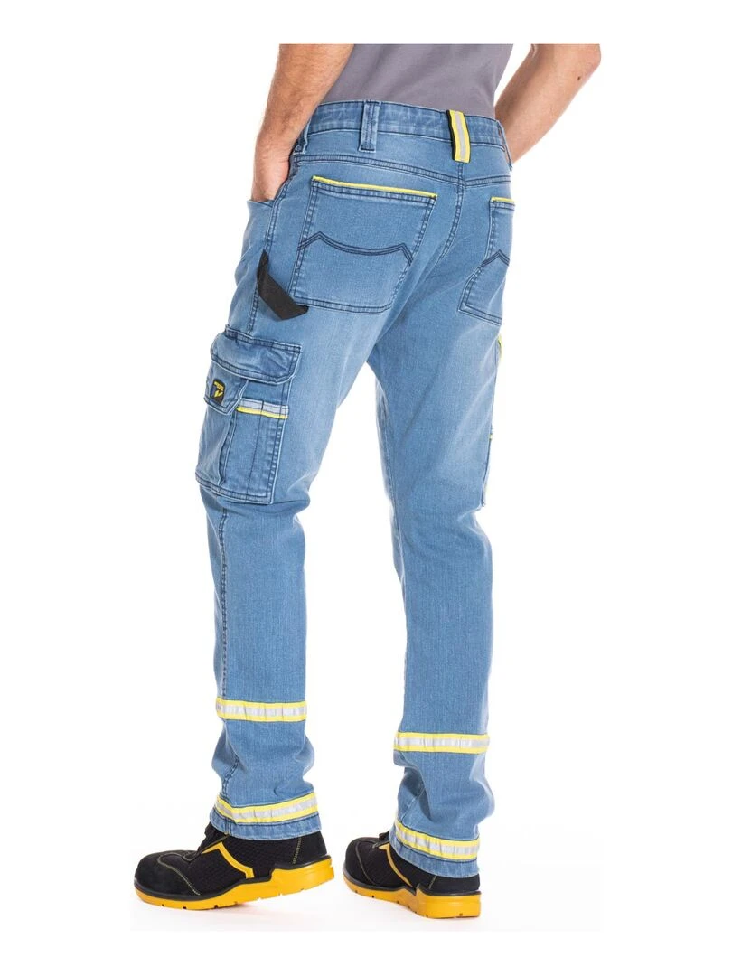 Jeans de travail avec bandes réfléchissantes denim stretch CLARO 'Rica Lewis'   Bleu