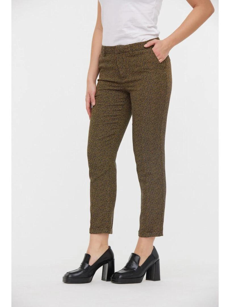 Lee Cooper   Pantalon polyester chino JANIS   Bleu Jaune