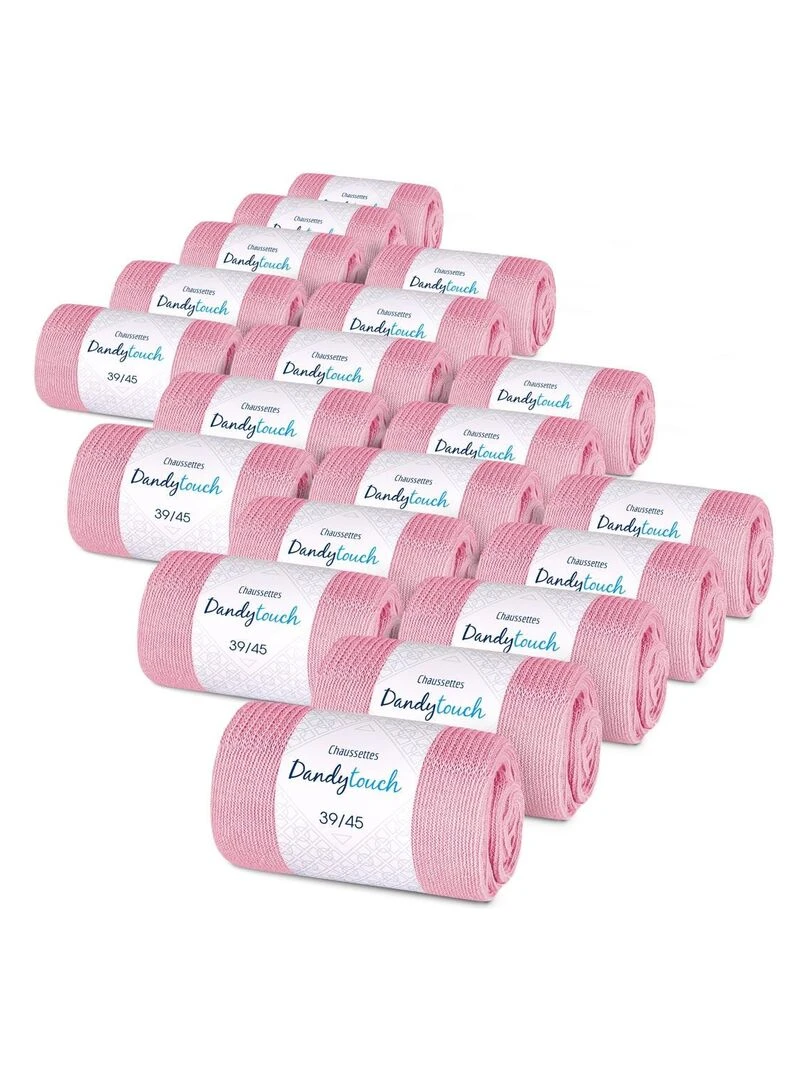 Chaussettes Jersey Coton Lot 20 Paires Fabrication UE Rose