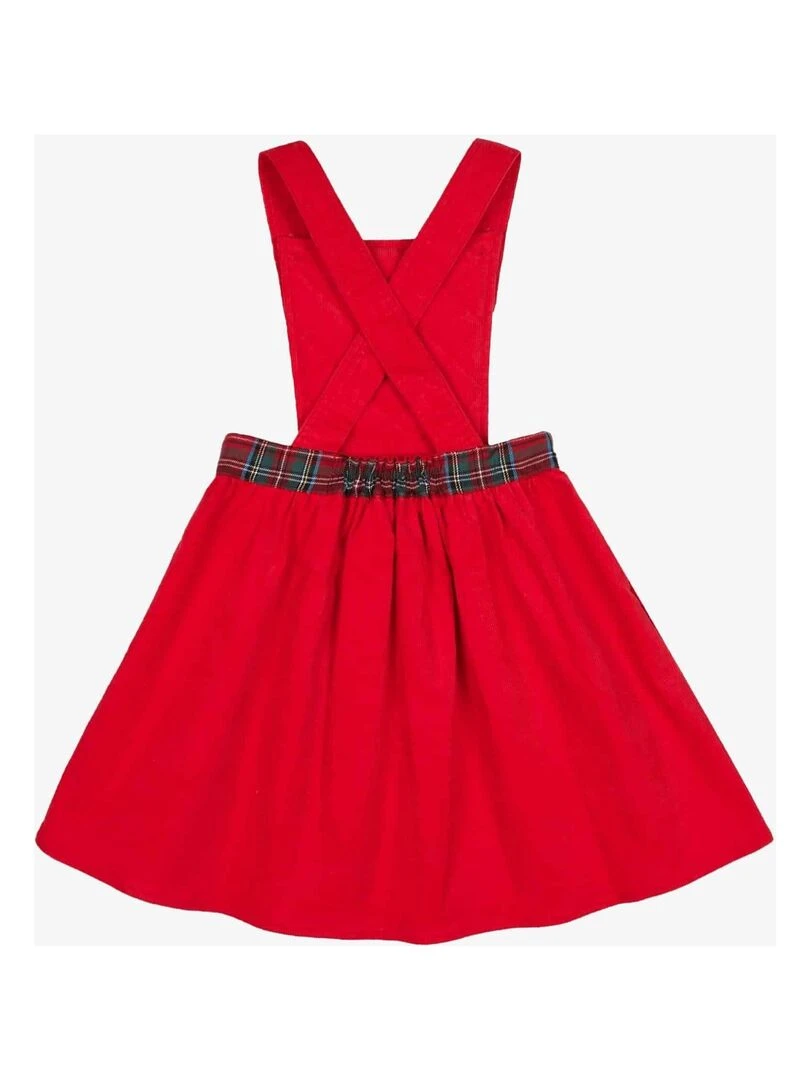 Robe de Noël Fille  Velours Tartan Rouge  CHRISTMAS   'LA FAUTE A VOLTAIRE'   Rouge