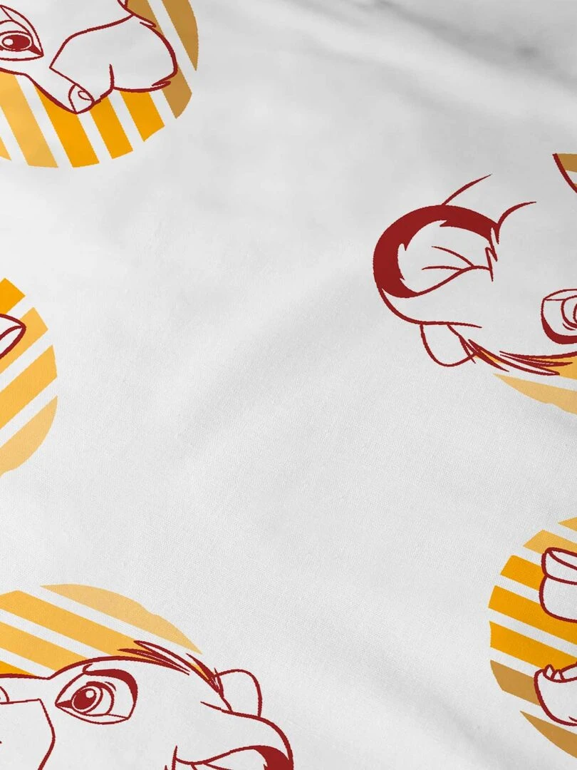Parure de lit imprimée 100% coton  DISNEY HOME LE ROI LION PRINCE   Blanc Orange