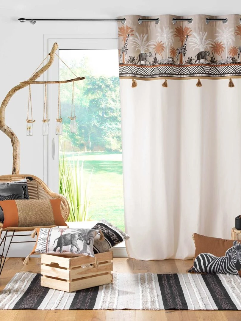 Rideau avec top esprit safari   Taupe