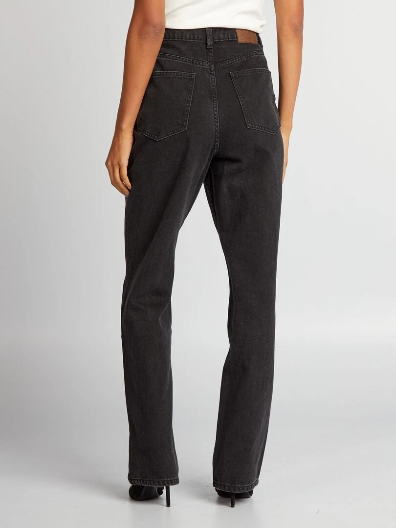 Jean droit à taille haute avec strass   Noir