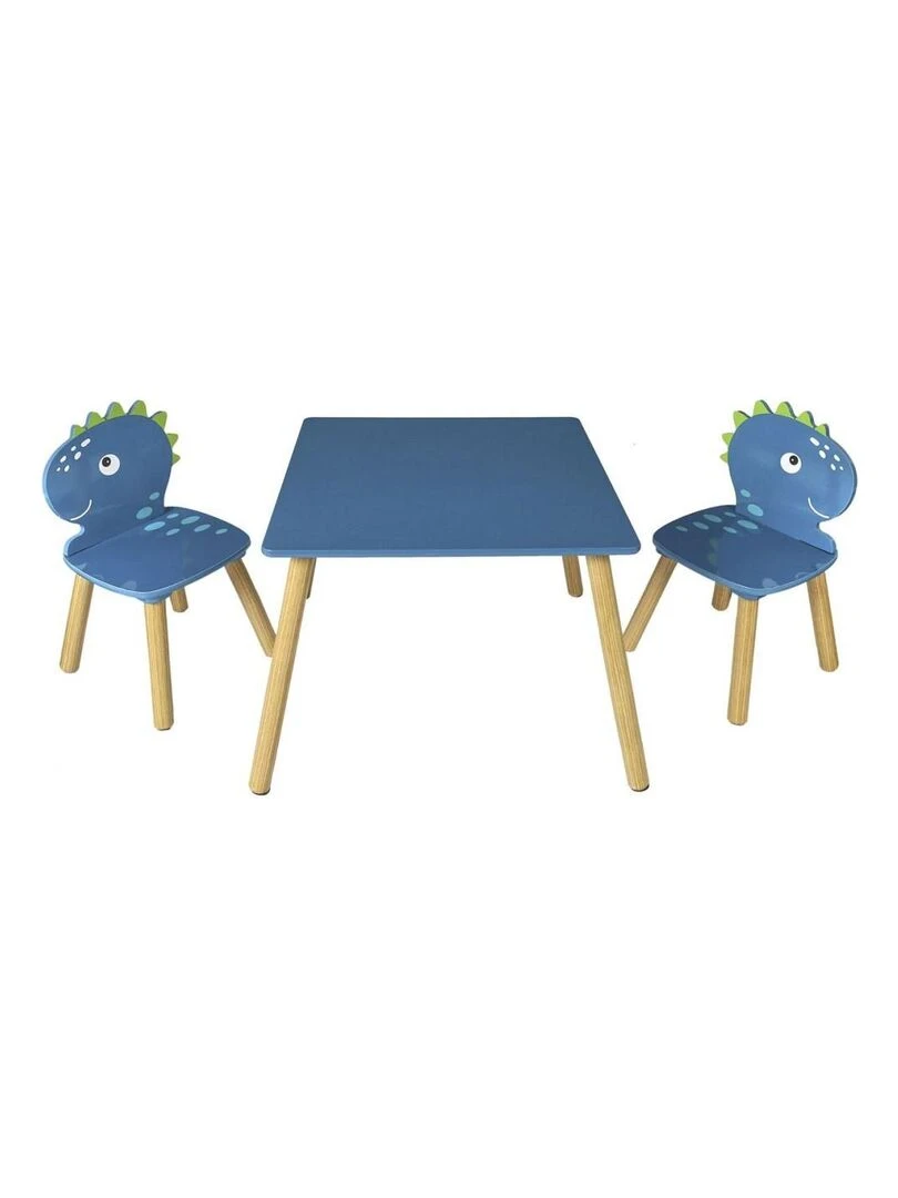 Table et 2 chaises Dino pour enfant Bleu