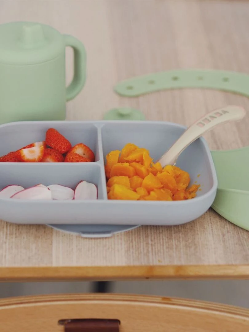 Coffret repas en silicone les essentiels (4 pièces) Gris Vert Gris