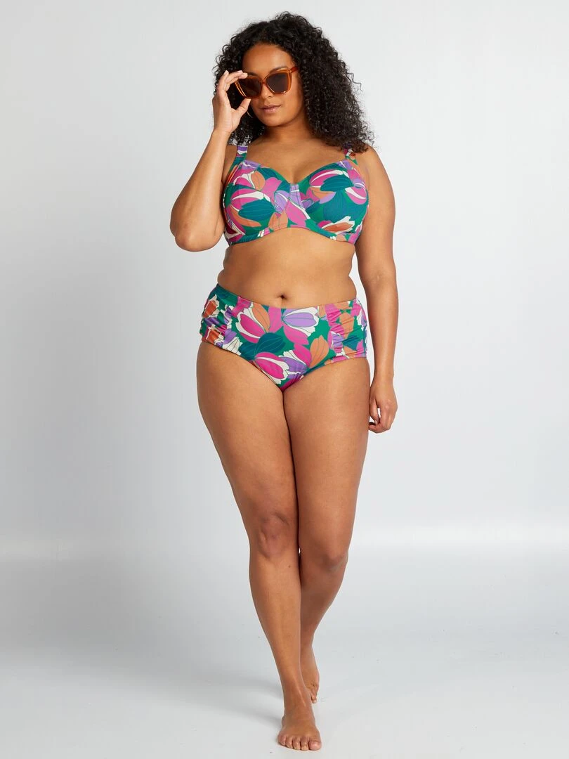 Soutien gorge de bain imprimé maxi fleurs Vert