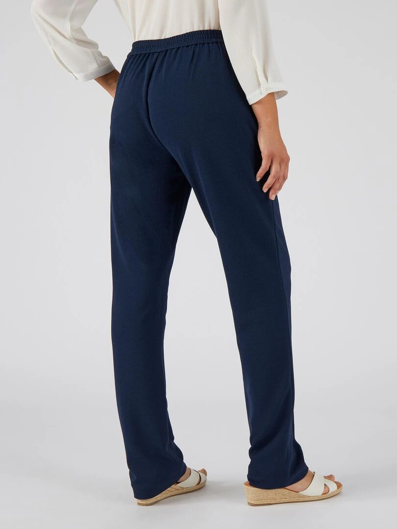 Pantalon crêpe enfilable à boucles   Damart   Bleu marine