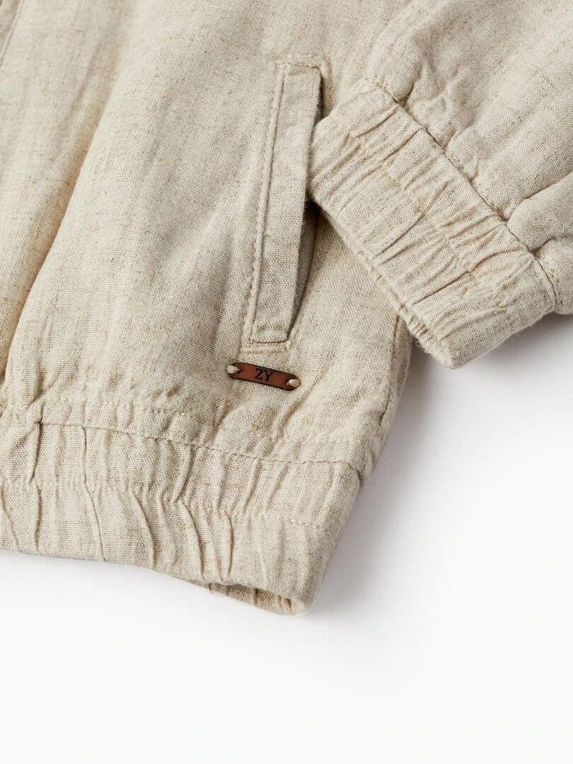 Veste Bomber en Lin pour Bébé Garçon  CÉRÉMONIE   Beige