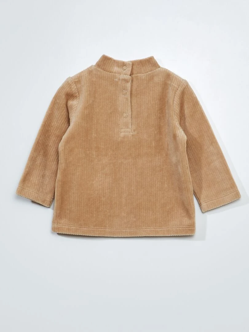 Sous pull uni en velvet Beige