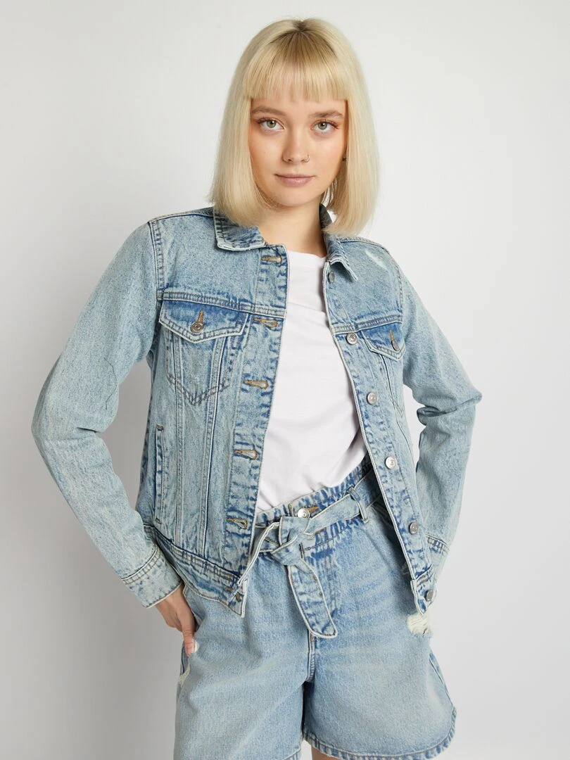 Veste en jean courte   Bleu