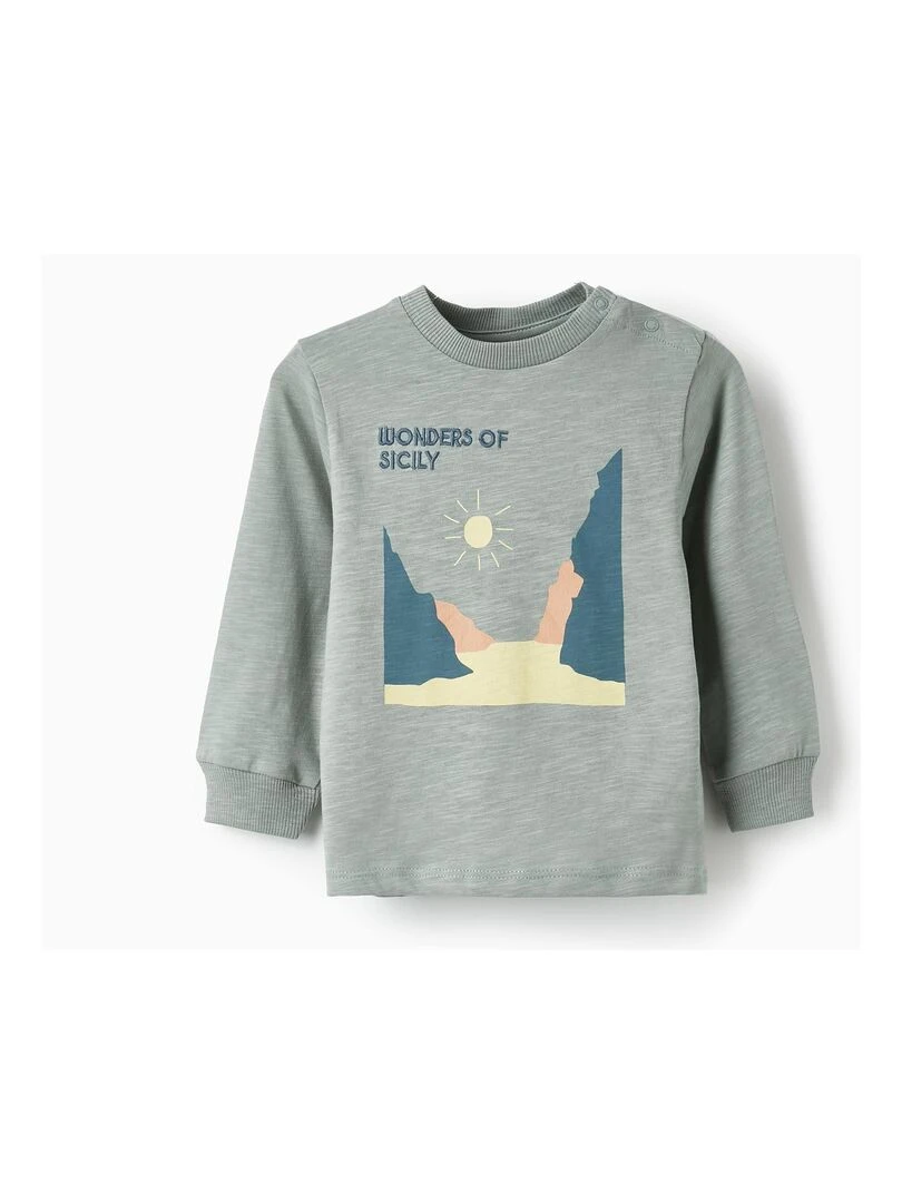 T shirt à manches longues pour bébé garçon 'Merveilles de Sicile' manches longues SICILIAN DAYS Vert clair