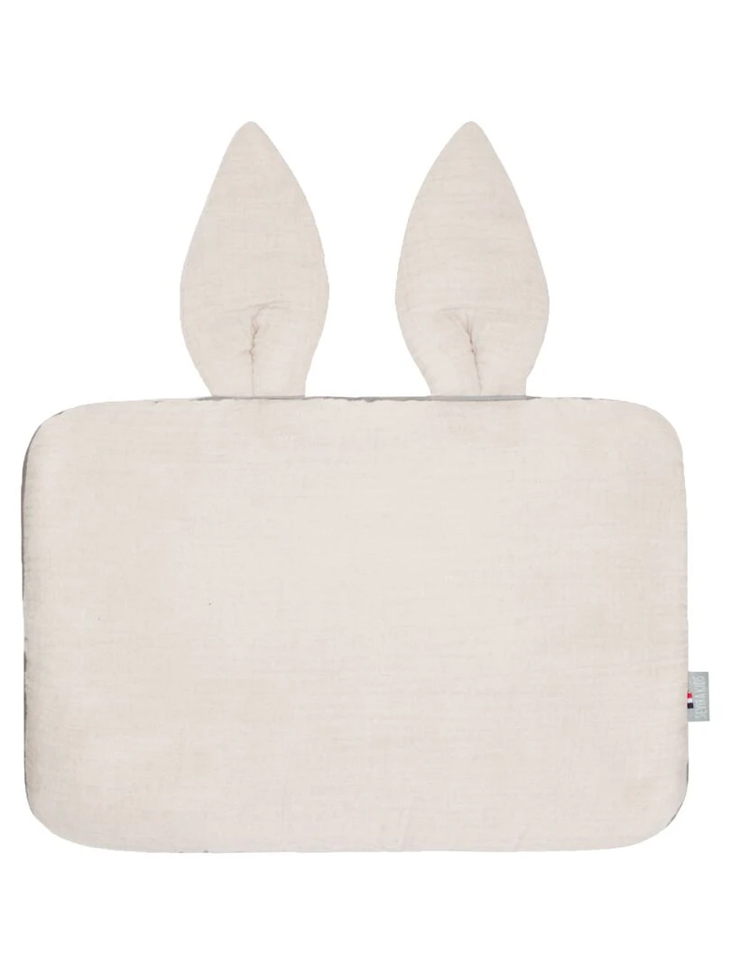 Oreiller plat lapin en gaze de coton Jeanne Beige