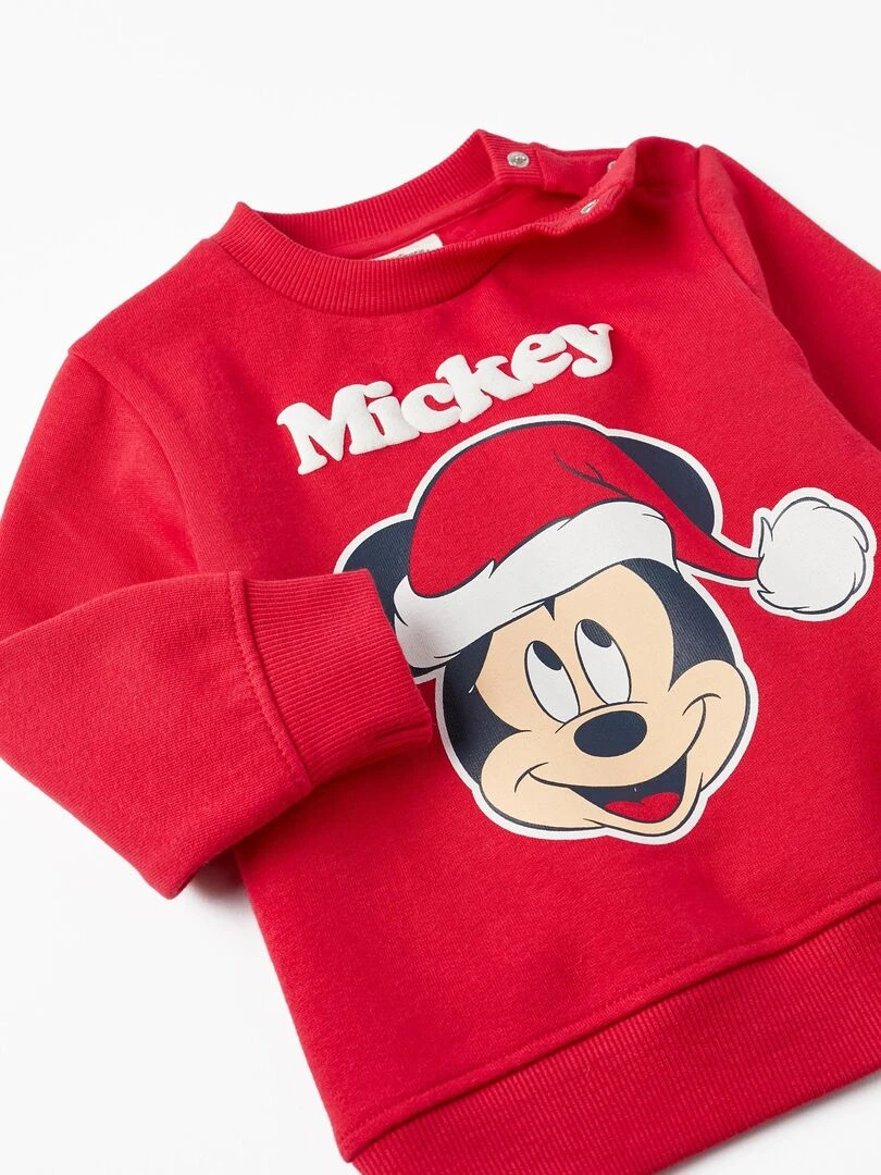 Pull en coton pour bébé 'Mickey Mouse   Noël'   MICKEY   Rouge