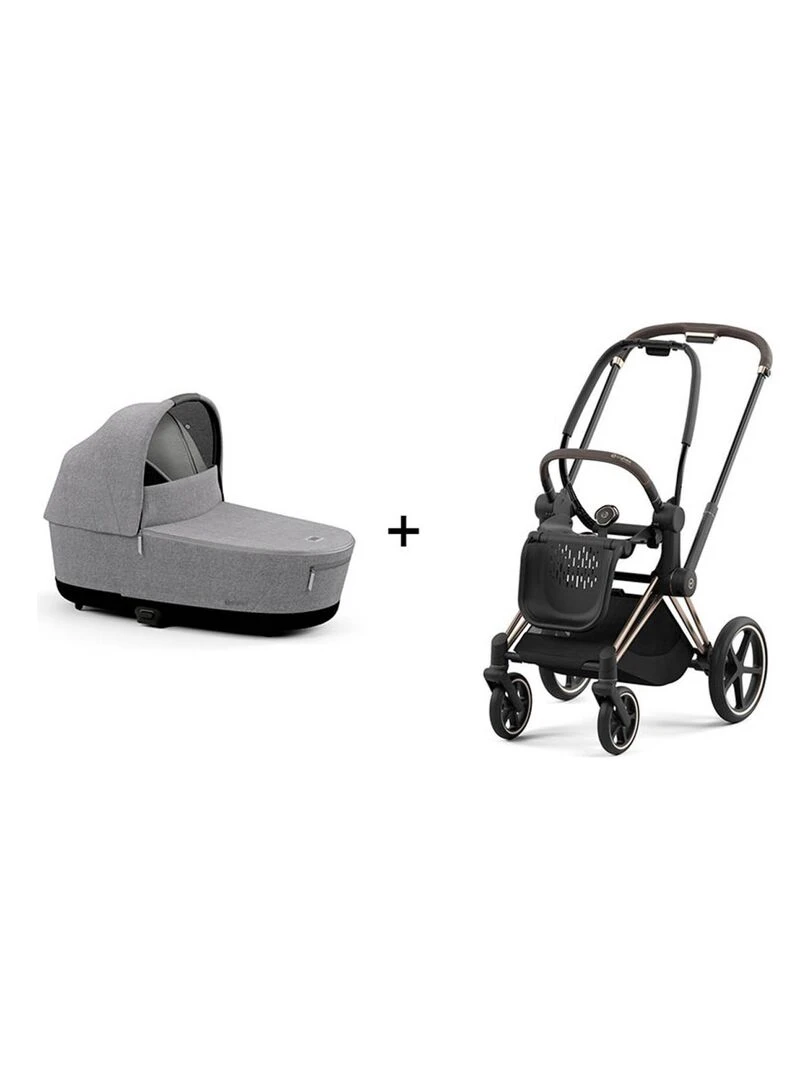Poussette PRIAM 4 châssis Rose Gold nacelle Manhattan Grey Plus (Tissu Premium) N/A