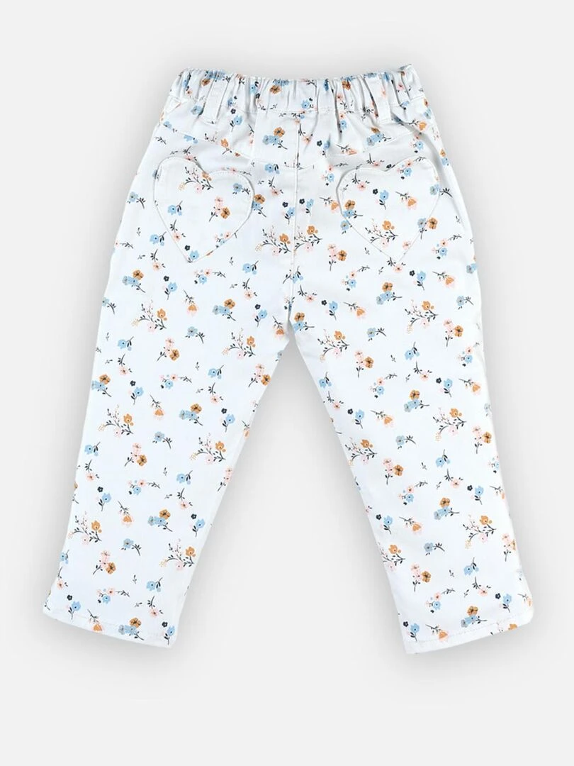 Pantalon 3/4 en twill fleuri    Noukie's   Blanc