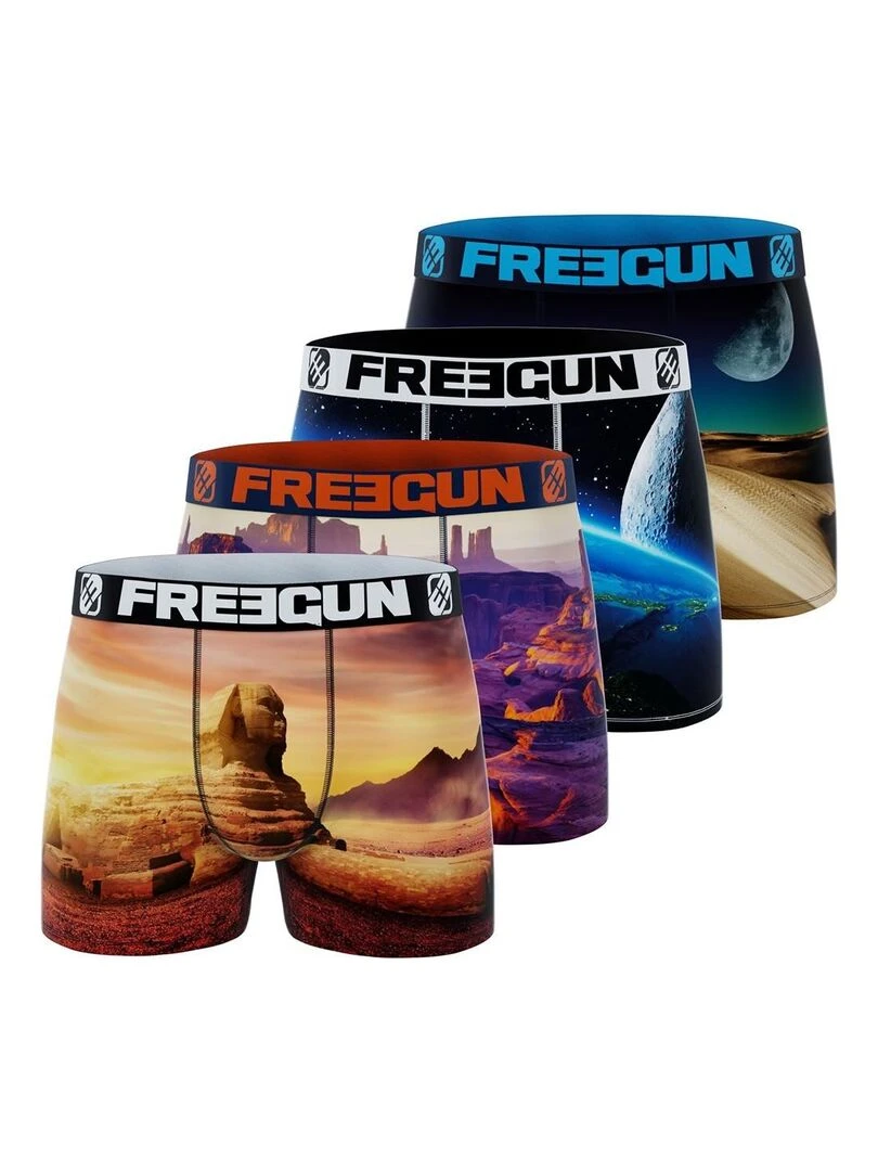 Lot de 4 Boxers garçon Landscape Freegun Bleu