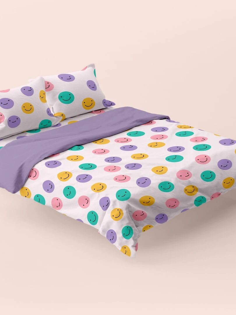 Housse de couette Funny faces "Happyfriday" Blanc