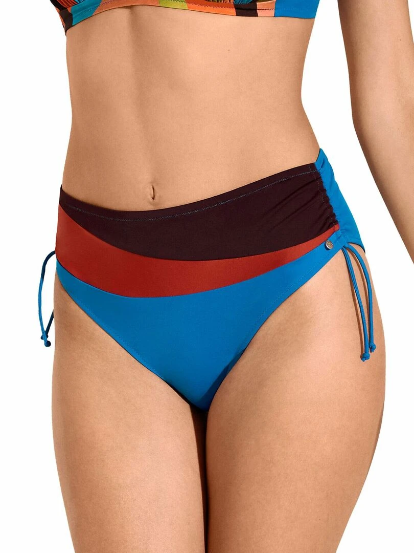 Bas maillot slip de bain taille haute côtés réglables Viviero Bleu turquoise
