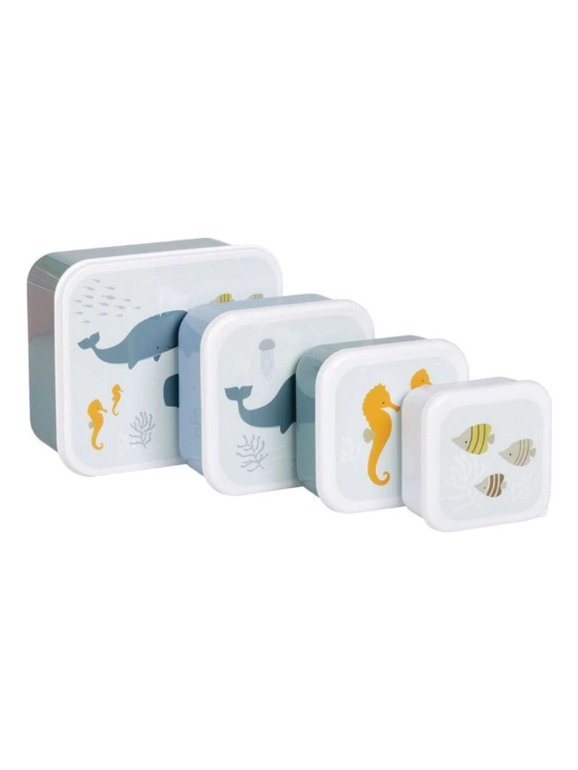 Lot de 4 boîtes à goûter Océan Bleu