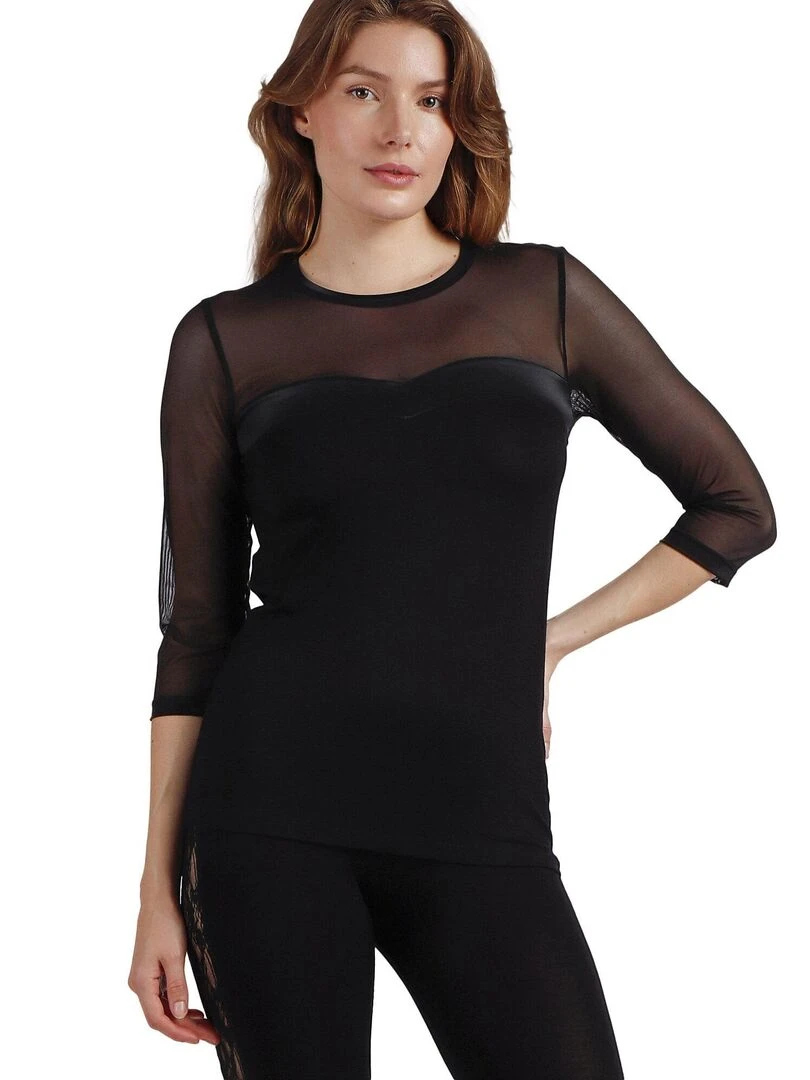 T shirt manches mi longues Detalle   Noir