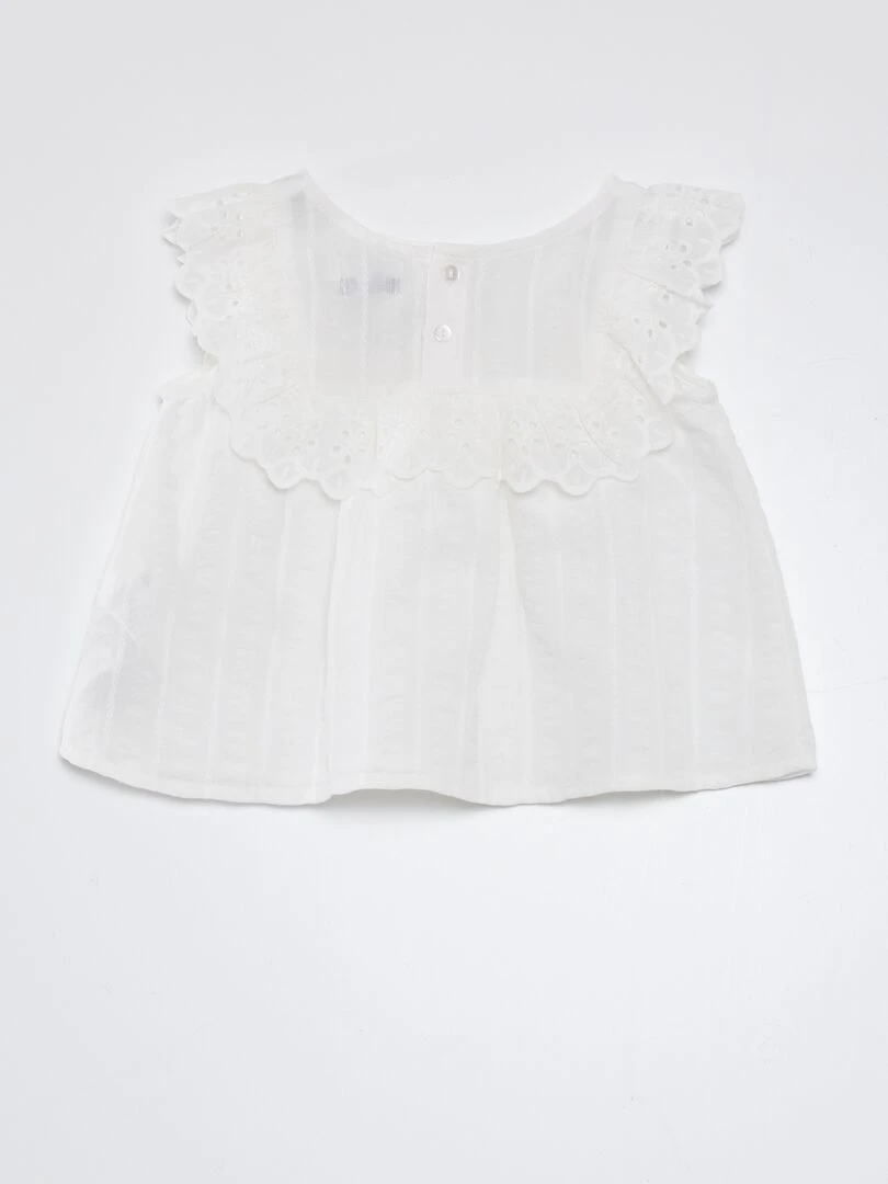 Blouse sans manches avec broderies anglaises Blanc