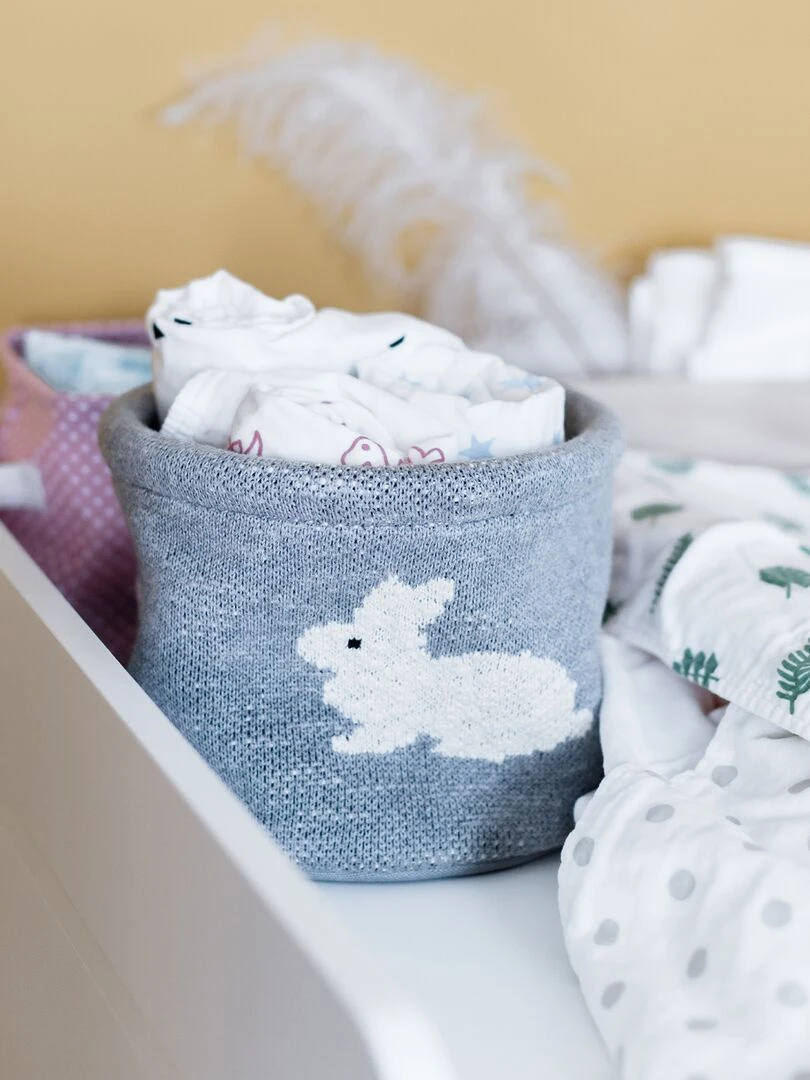Petit panier de rangement en coton Gris clair