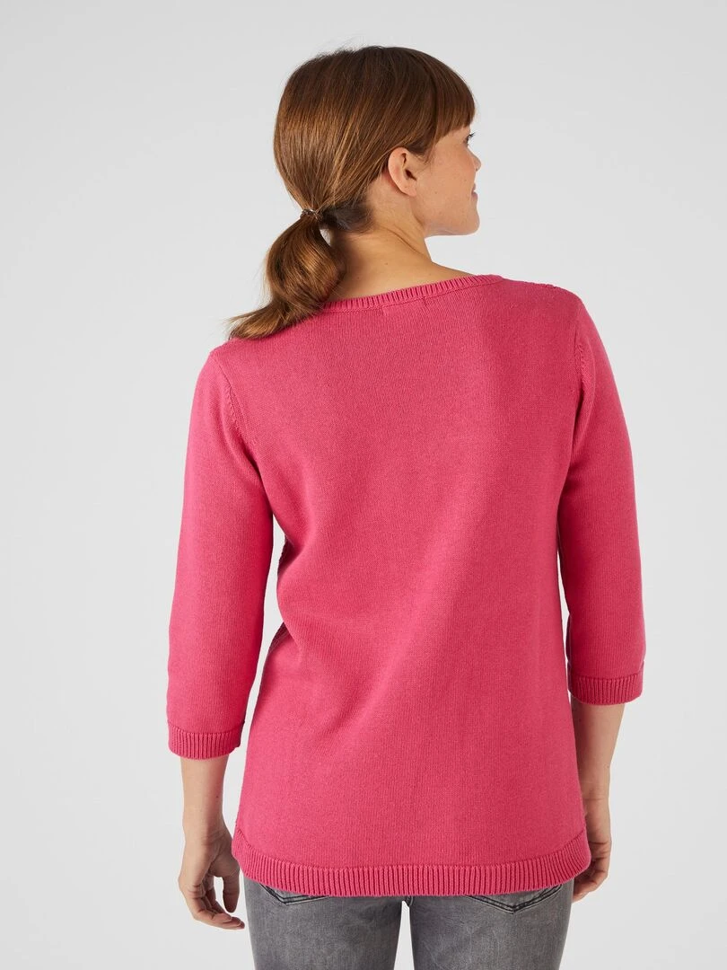 Pull torsadé col rond   Damart   Rose framboise