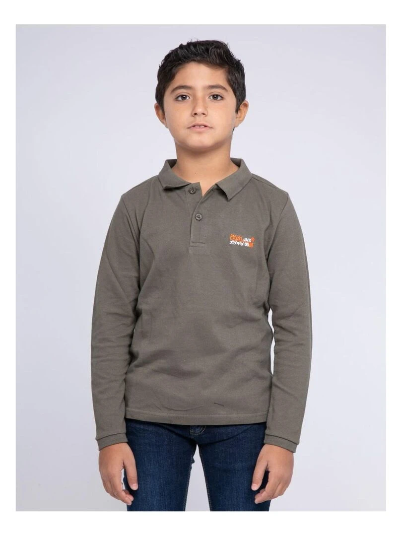 Polo manches longues pur coton PODRICK J Kaki