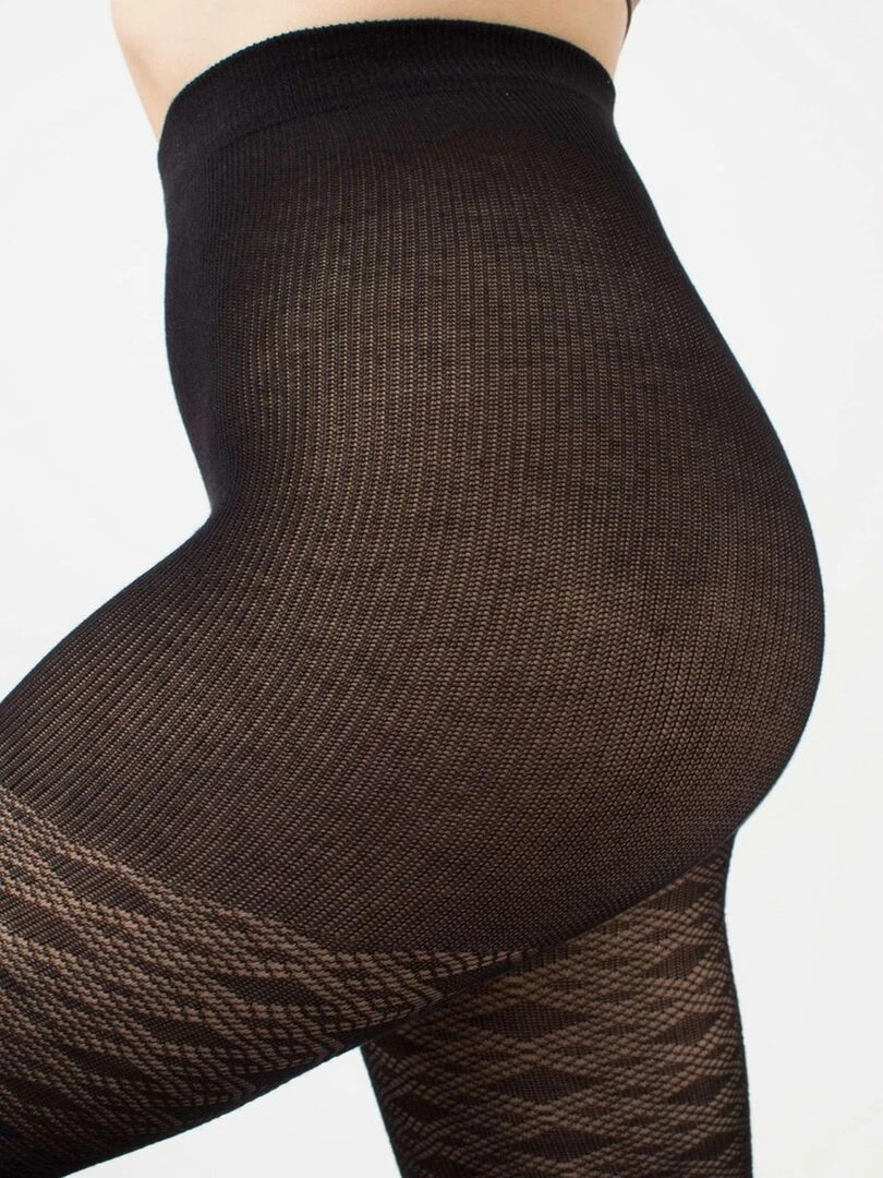 Giulia   Lacery Collant 60den à motif géométrique   Noir   L   Noir