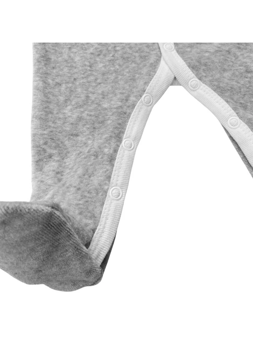 Pyjama velours   100% coton biologique   1 à 6 mois   Gris