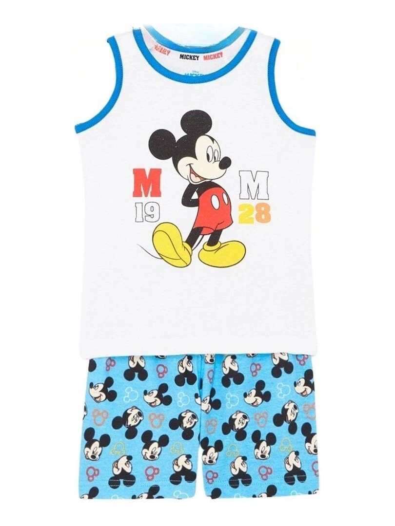 Disney Ensemble T shirt short garçon Imprimé Mickey Bleu