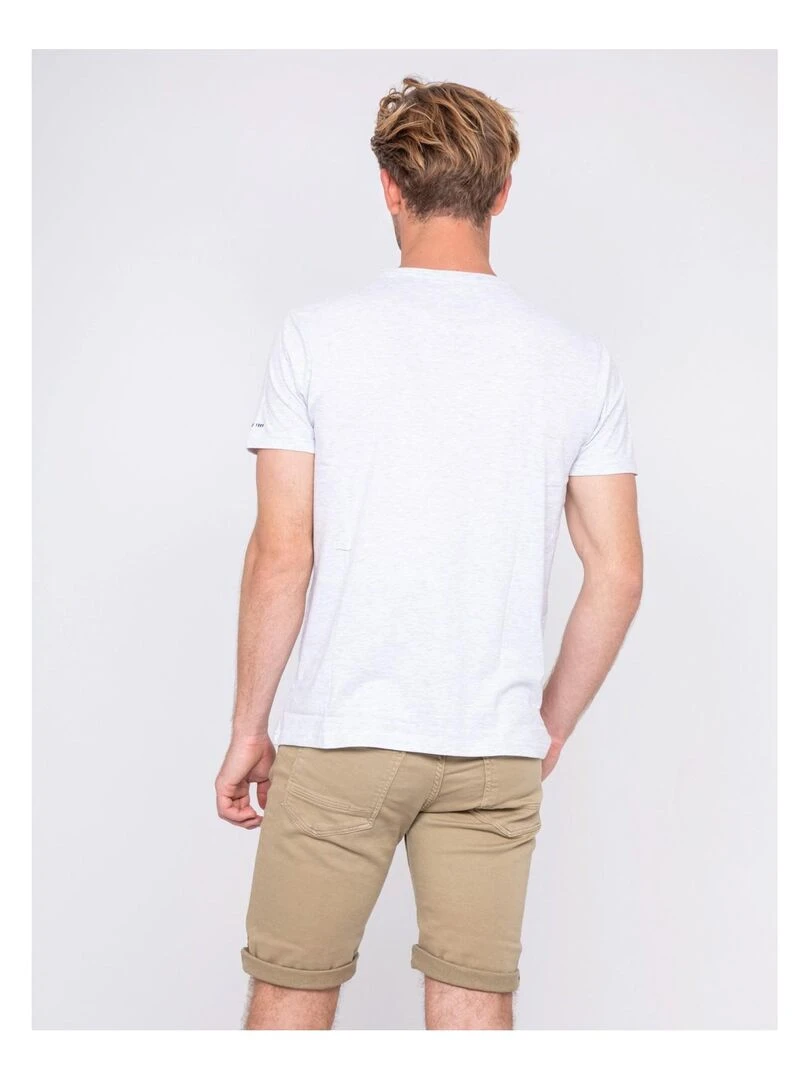 T shirt col rond pur coton motifs relief NOLIBERT Gris