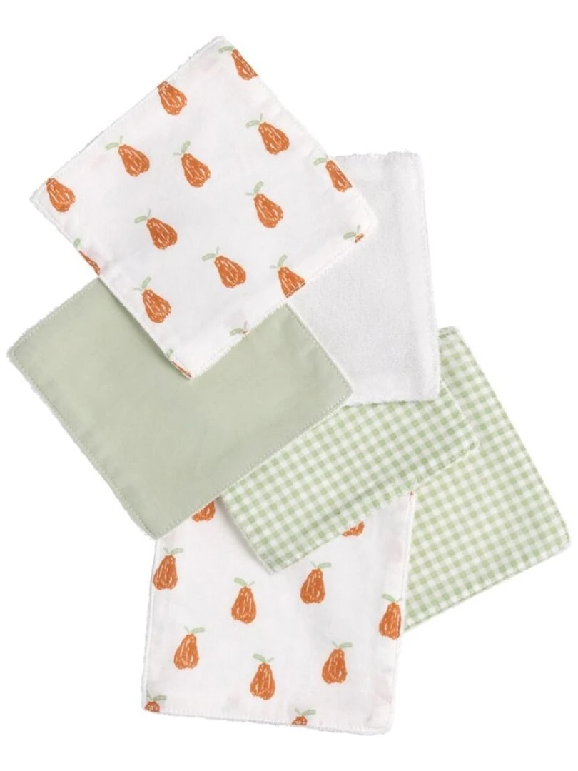 Trousse de toilette et carrés éponge en coton Vert tilleul   SAUTHON   Vert tilleul