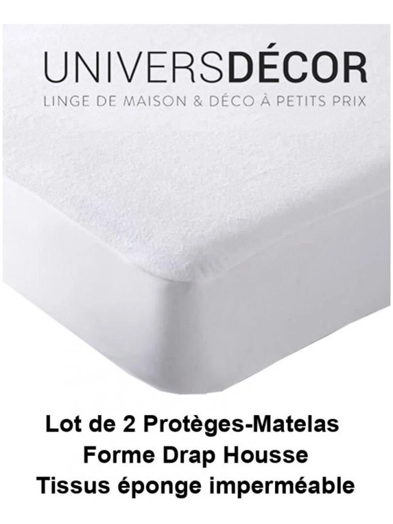 Lot De 2 Protèges Matelas Imperméable Absorbant Et Anti acariens 90 X 190 Cm Blanc