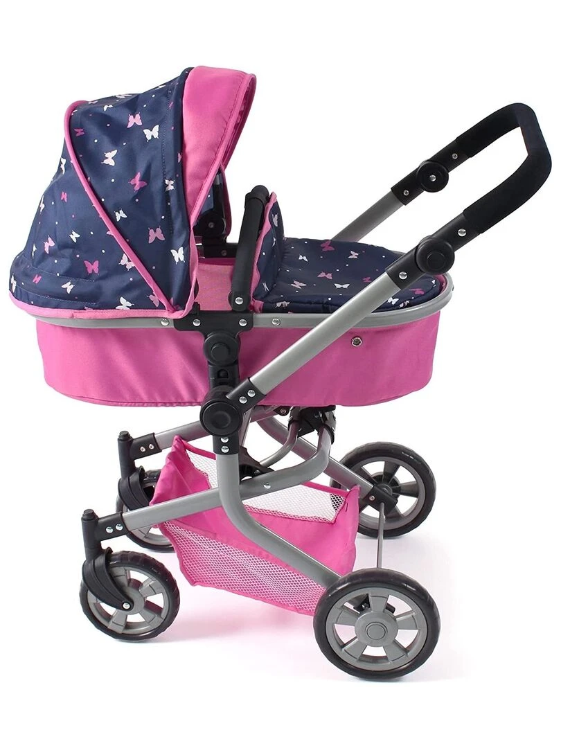 Poussette de poupée combinée 2 en 1 MIKA bleu et rose Papillon N/A